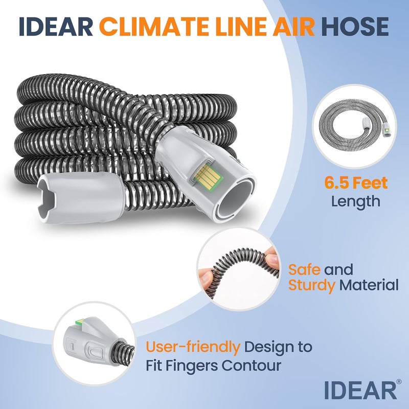 IDEAR نسخة محسّنة من خرطوم الهواء Climate Line متوافق مع Airsense 11 و Aircurve 11 فقط، غير متوافق مع Airsense 10 - خرطوم بديل قابل لإعادة الاستخدام بطول 6.5 قدم لوازم CPAP ذات قيمة رائعة - Image 3